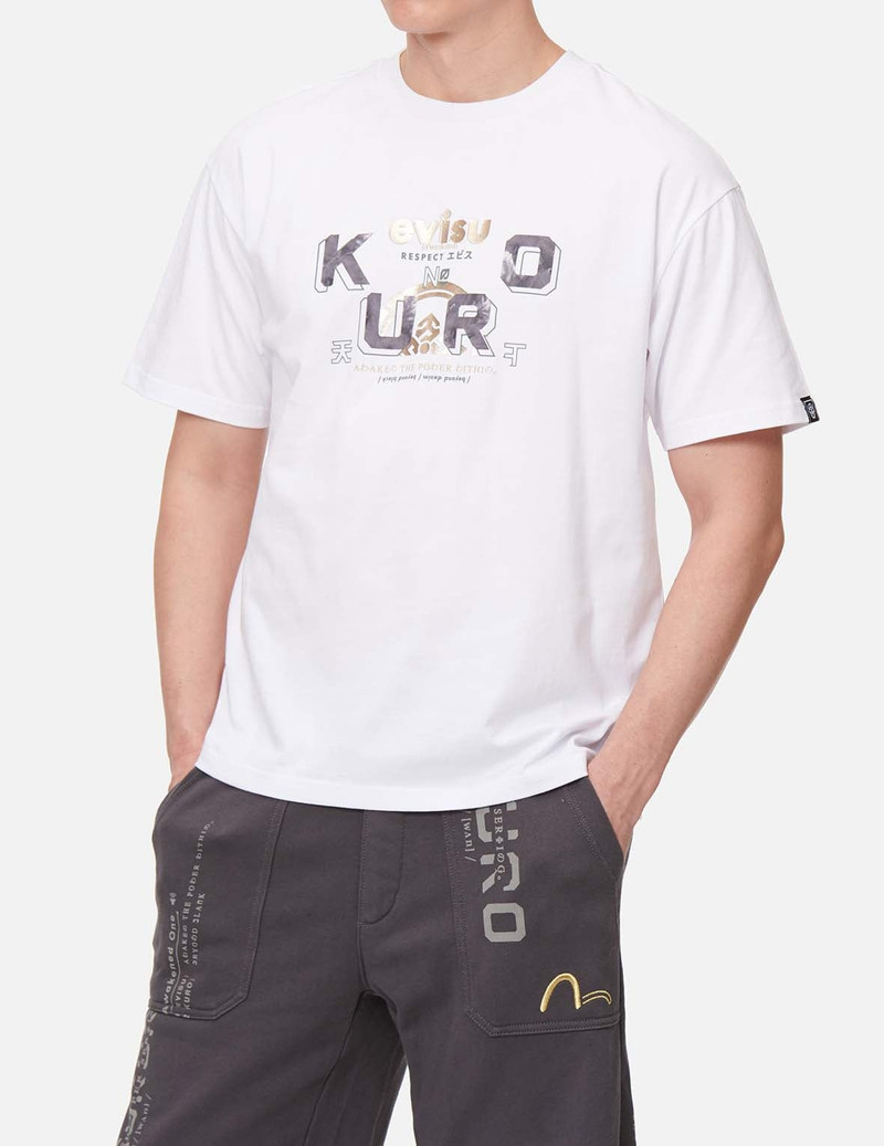 Logo and Kamon Foil Print T-shirt 3