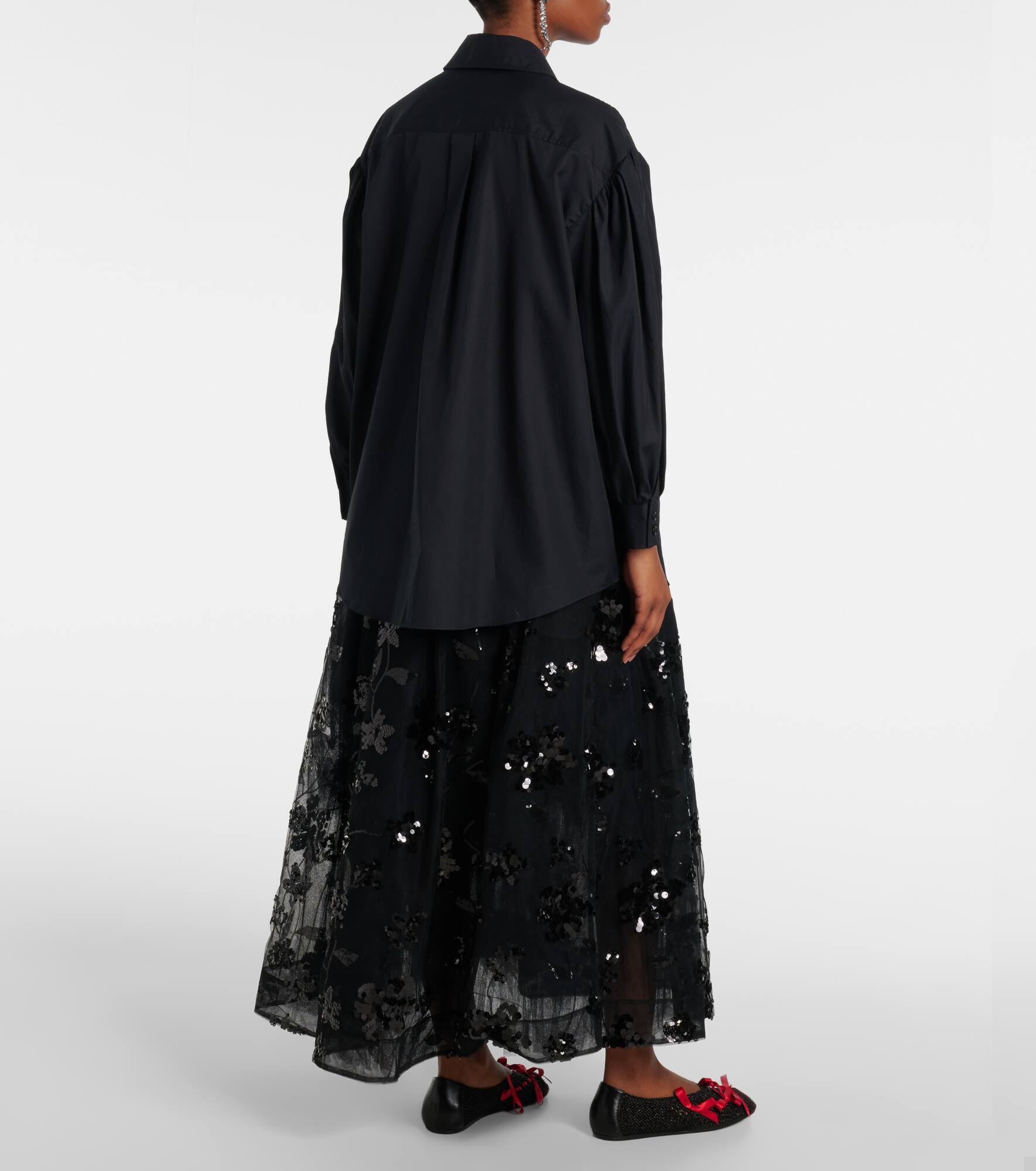 Floral-appliqué cotton shirt - 3