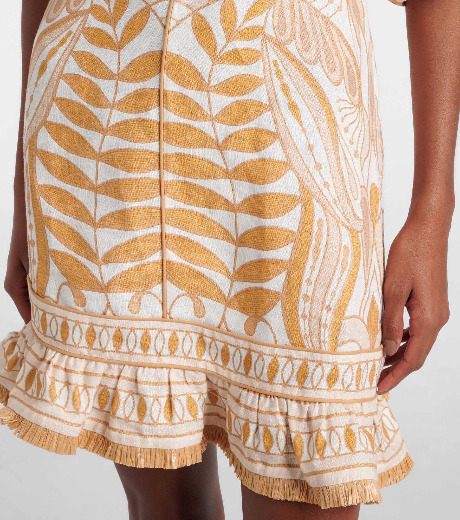 Printed belted linen minidress - 5