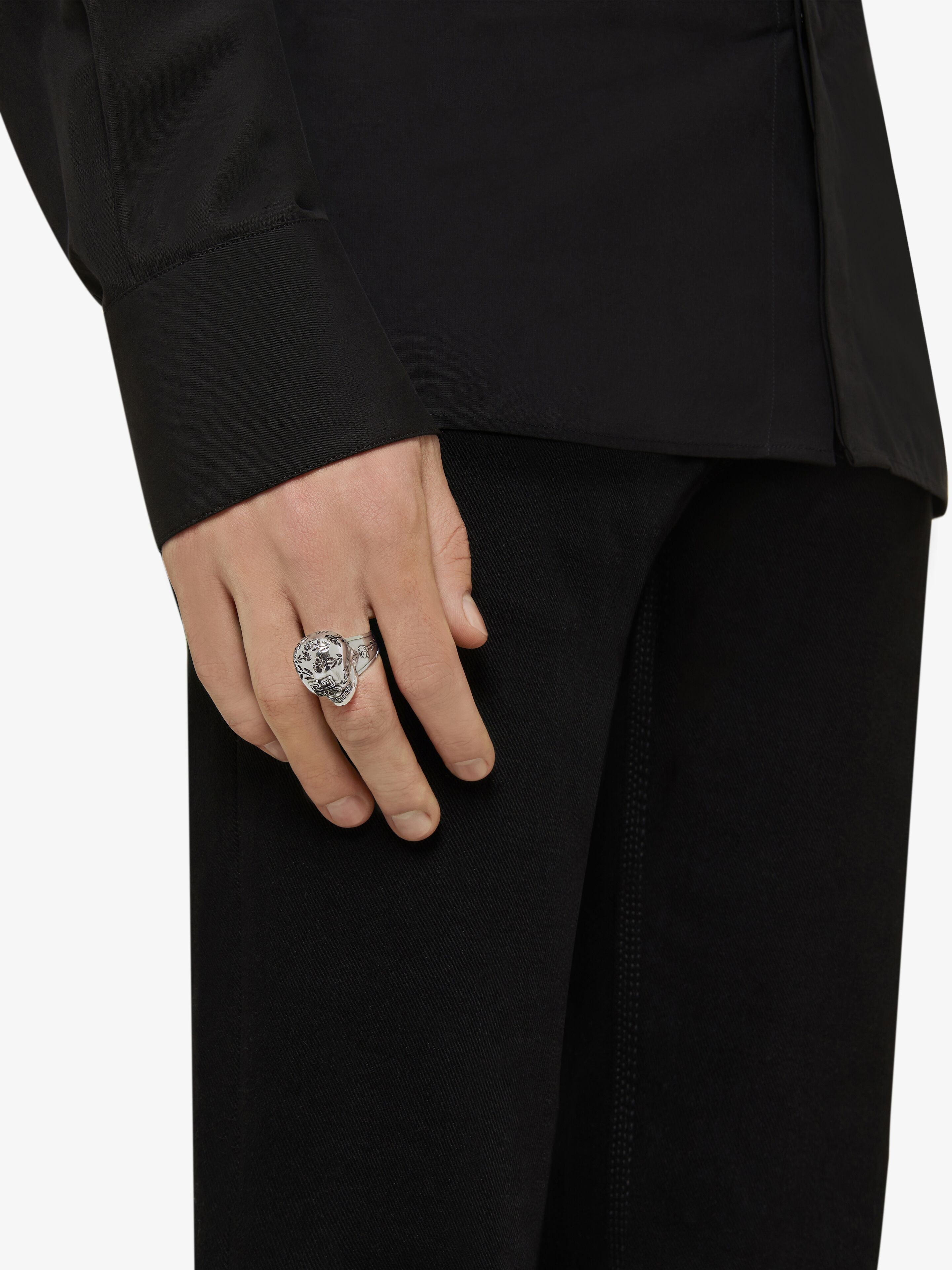 ENGRAVED RING IN METAL WITH 4G SKULL - 4