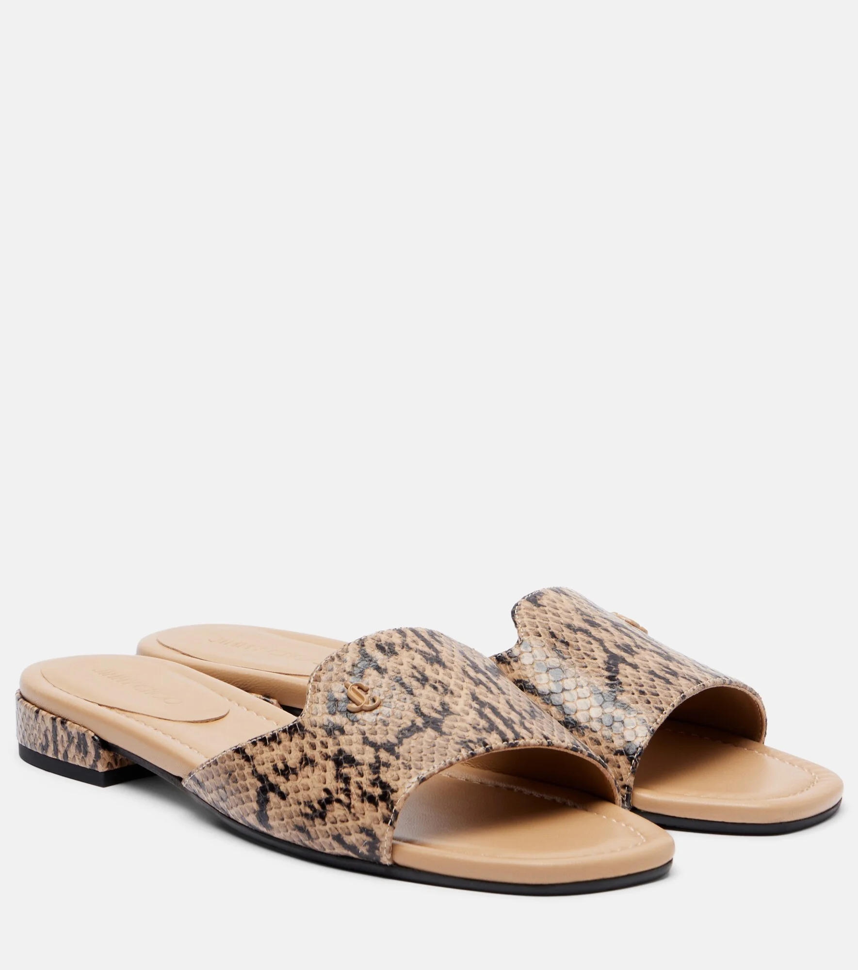 Dina snake-effect leather slides - 1