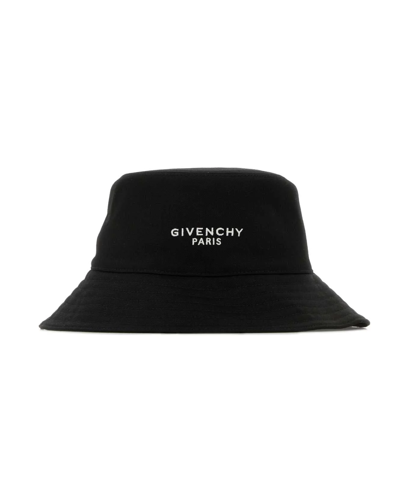 Black Cotton Blend Bucket Hat - 1