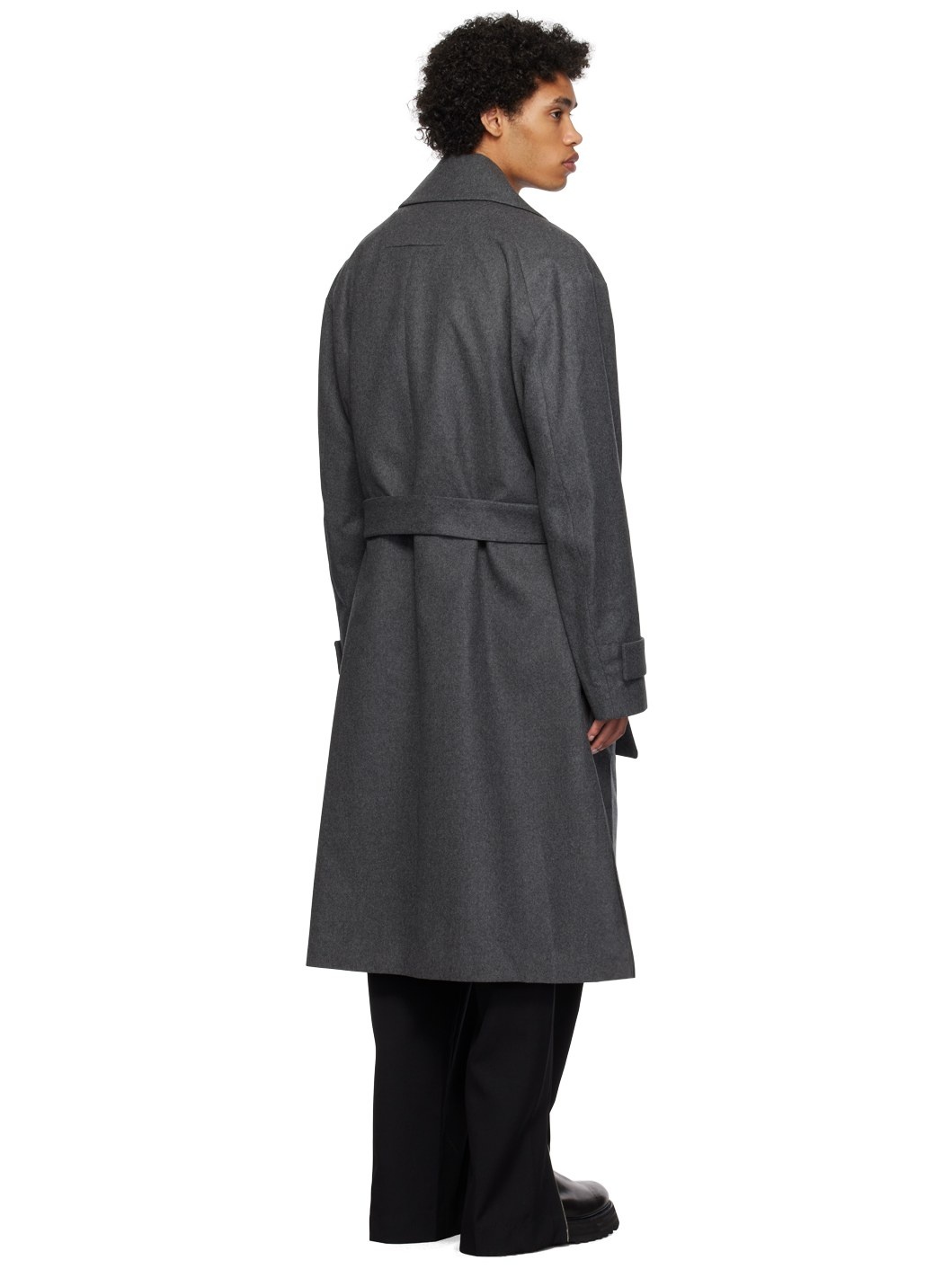 Gray Double-Breasted Coat - 3
