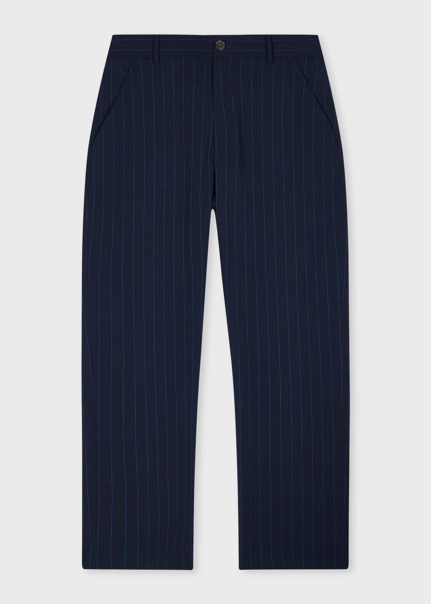 Navy Pinstripe Wool Seersucker Suit - 5