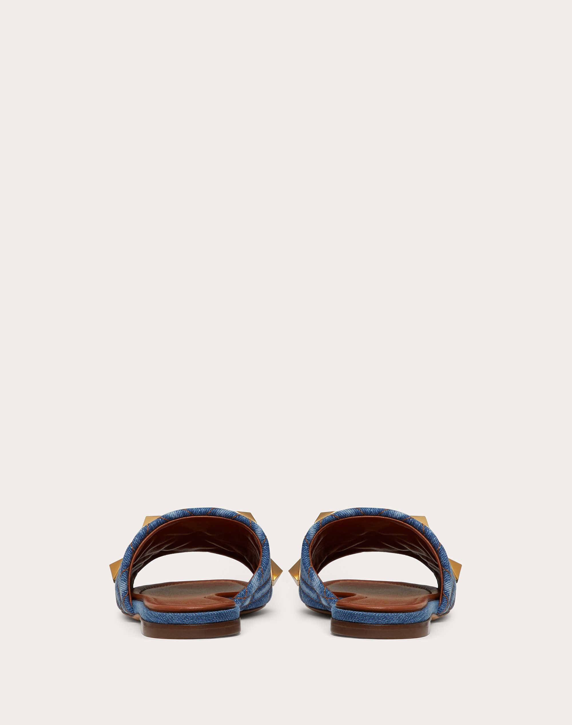 FLAT ROMAN STUD DENIM SLIDE SANDAL - 3