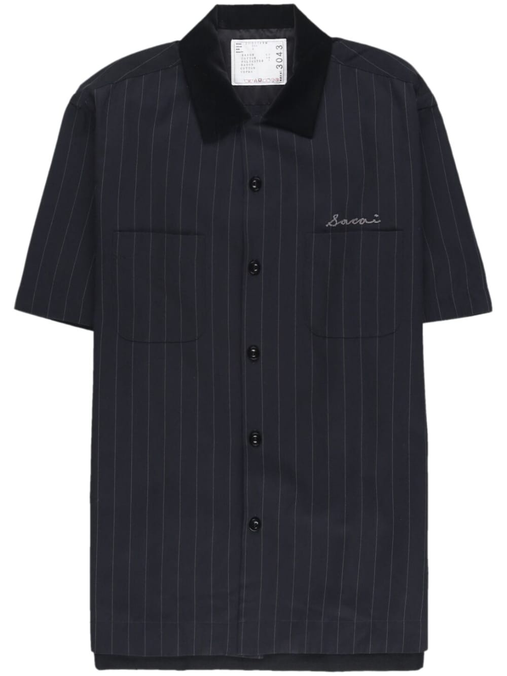 embroidered-logo striped shirt - 1