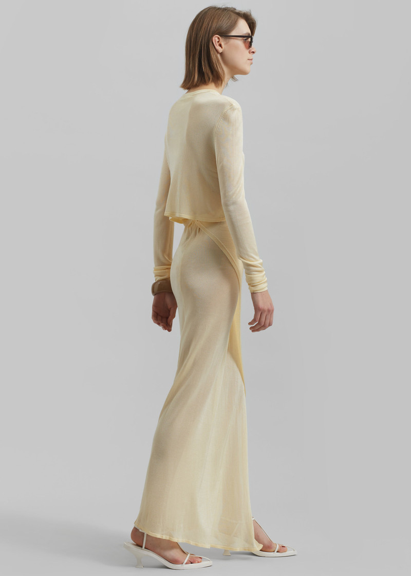 Alsen Thin Knit Wrap Skirt - Pale Yellow 6