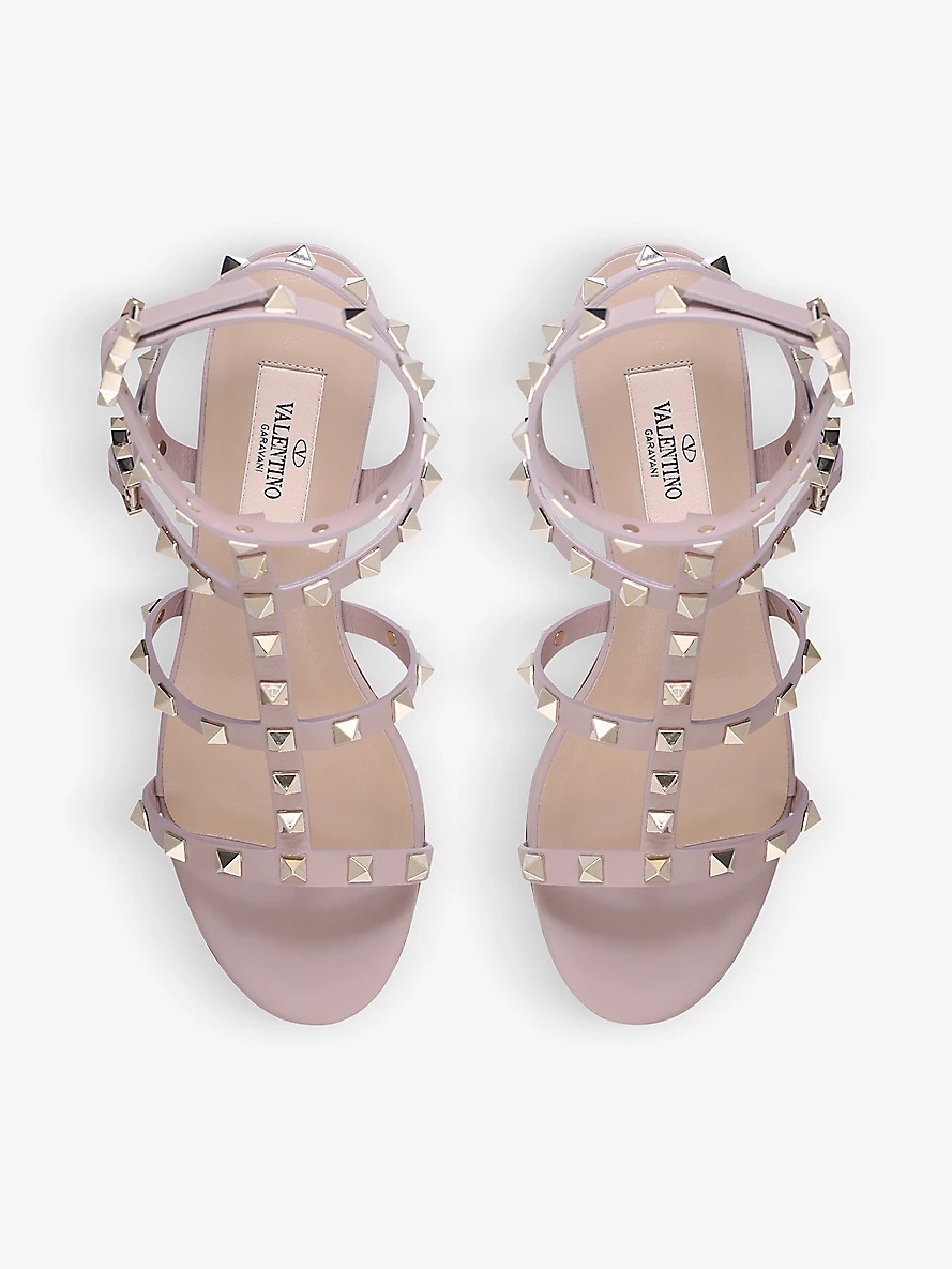 Rockstud open-toe leather heeled sandals - 3