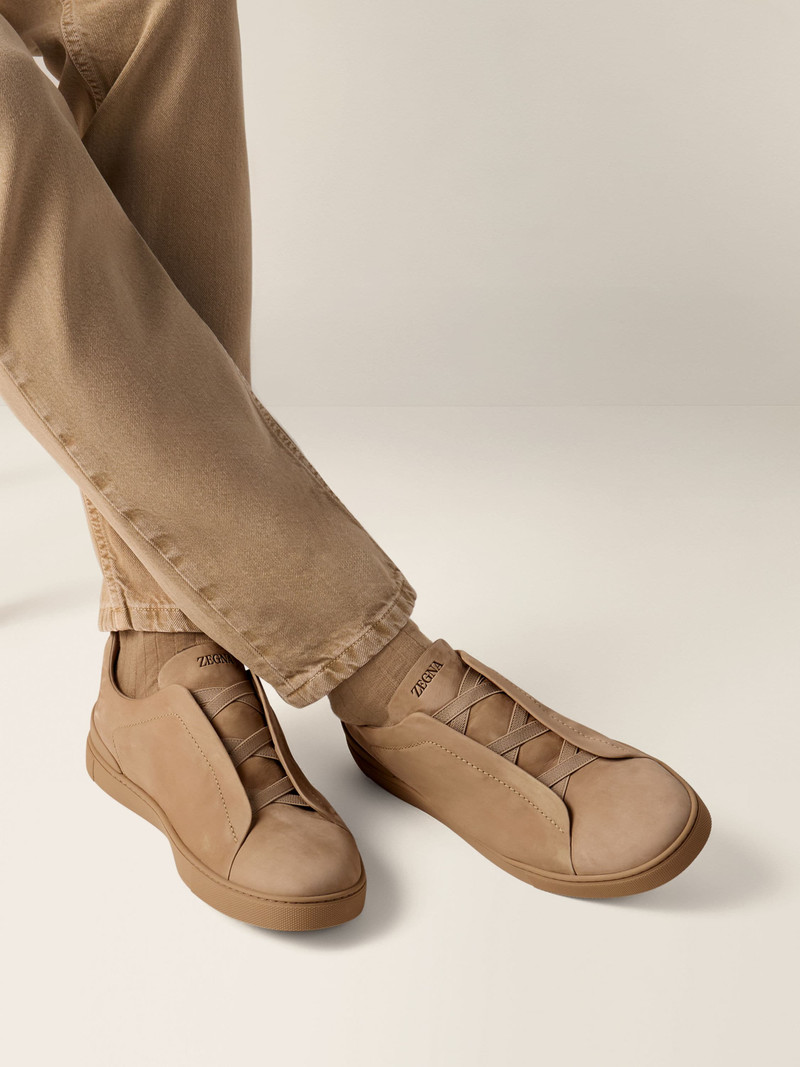 ZEGNA BEIGE TRIPLE STITCH™ SECONDSKIN SNEAKERS outlook