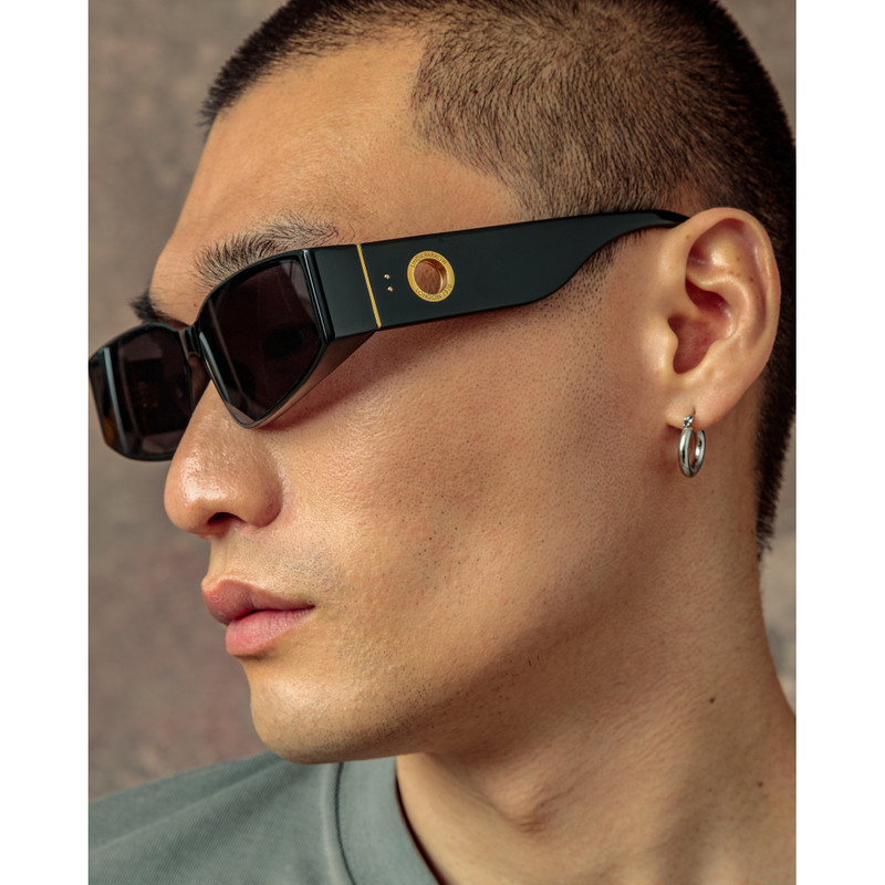 LINDA FARROW MEN'S ALEXIS ANGULAR SUNGLASSES IN BLACK outlook