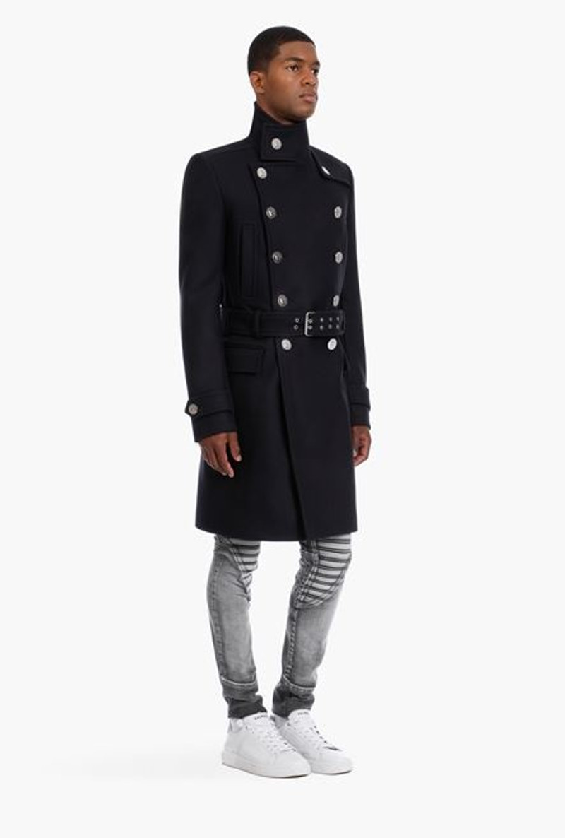 Black double-breasted wool coat 7