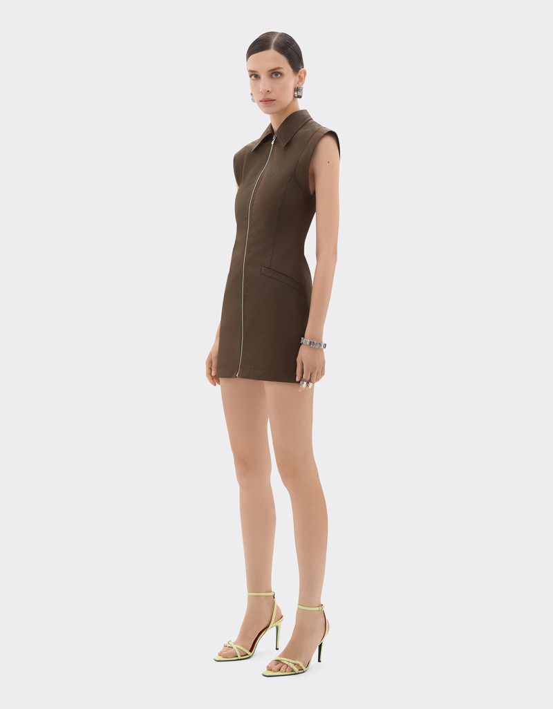 Mini dress in technical gabardine with a vintage effect 3
