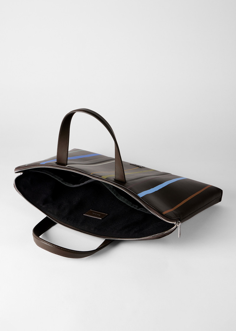 Brown 'Painted Stripe' Slim Leather Folio 5