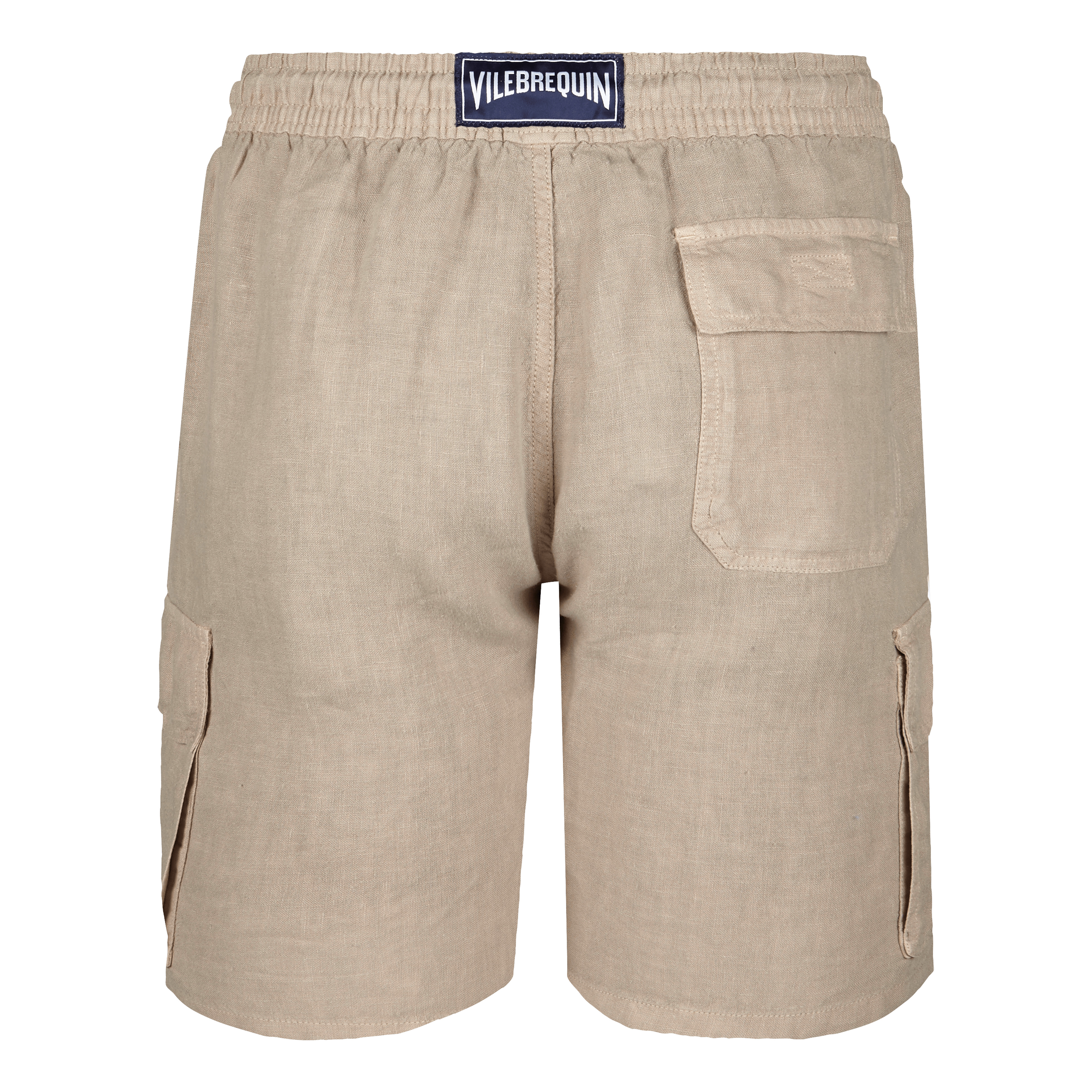 Men Linen Bermuda Shorts Cargo Pockets - 2