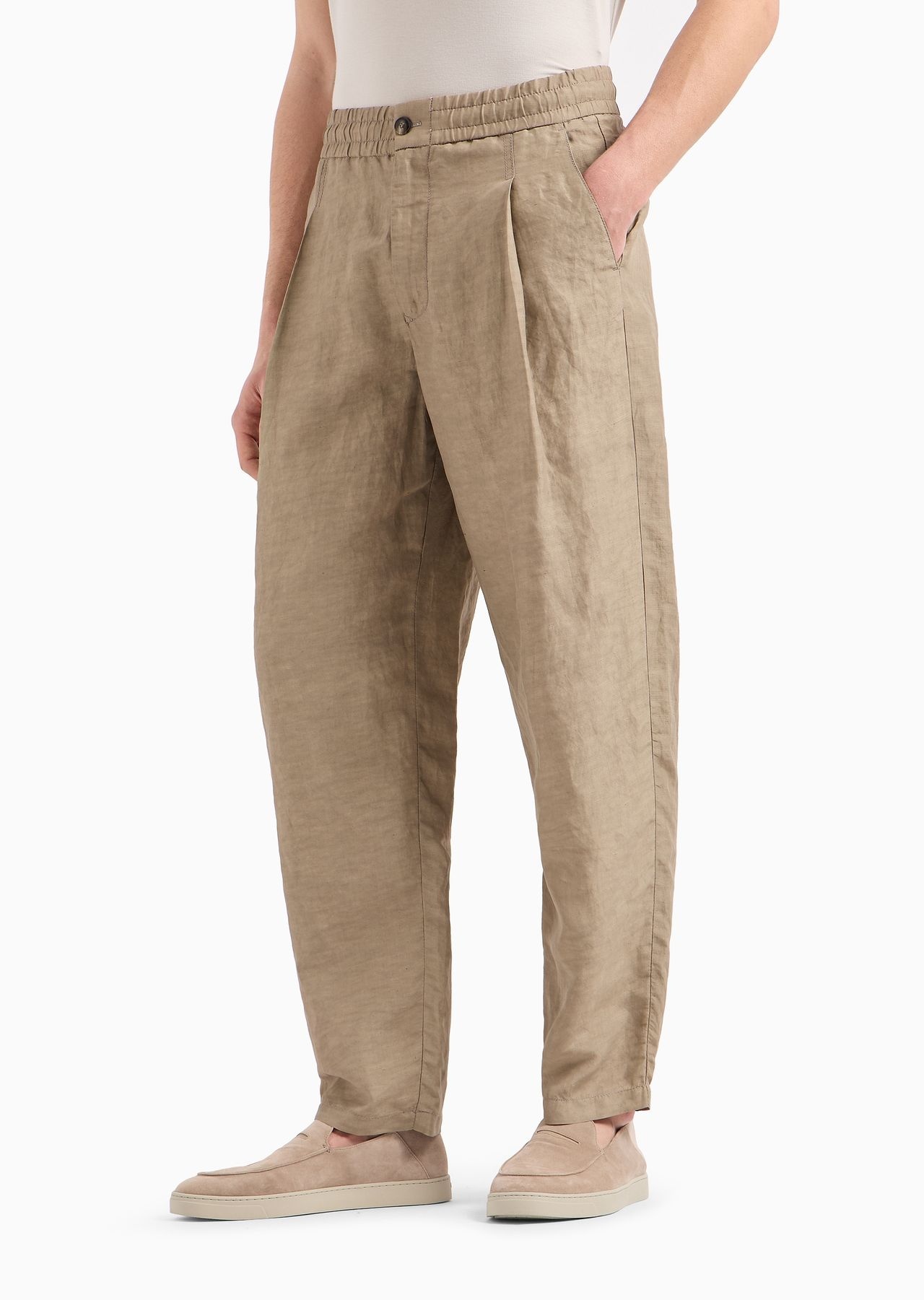 Viscose and linen canvas single-darted trousers - 2