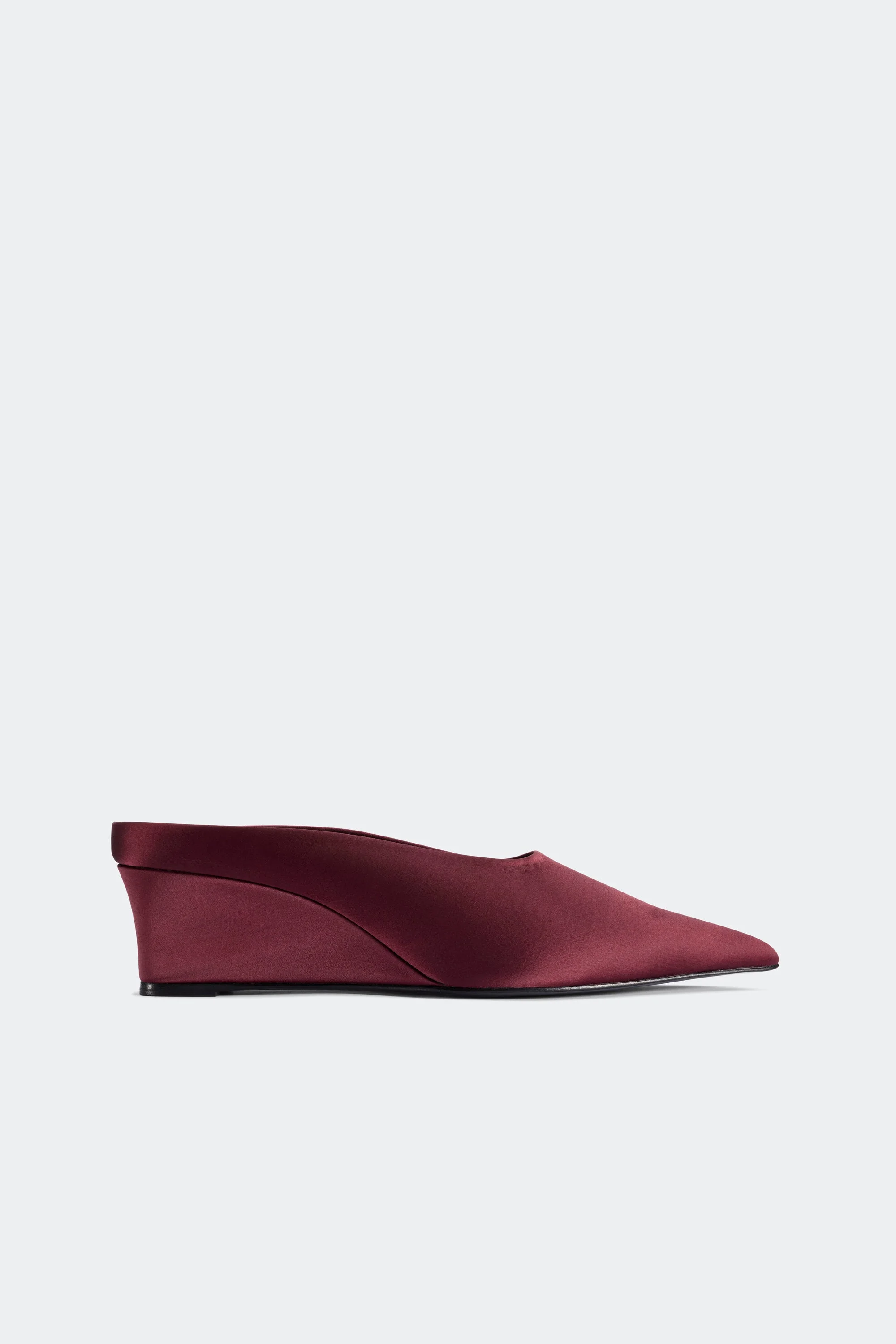 Satin Pointed Gala Wedge In Bordeaux - 1