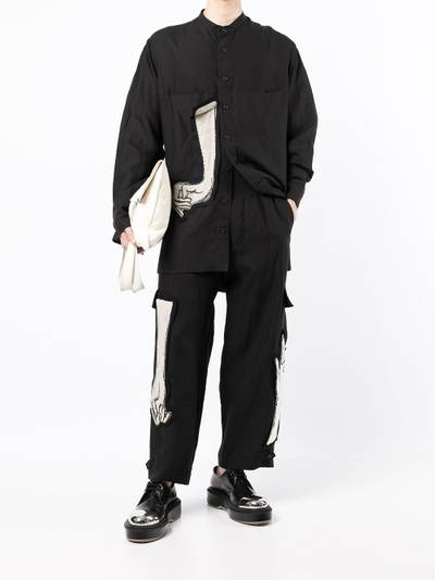 Yohji Yamamoto arm-appliqué straight-leg trousers outlook