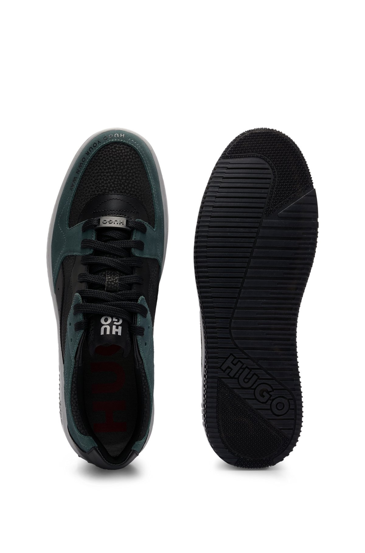 LACE-UP TRAINERS IN FAUX LEATHER AND SUEDE - 4