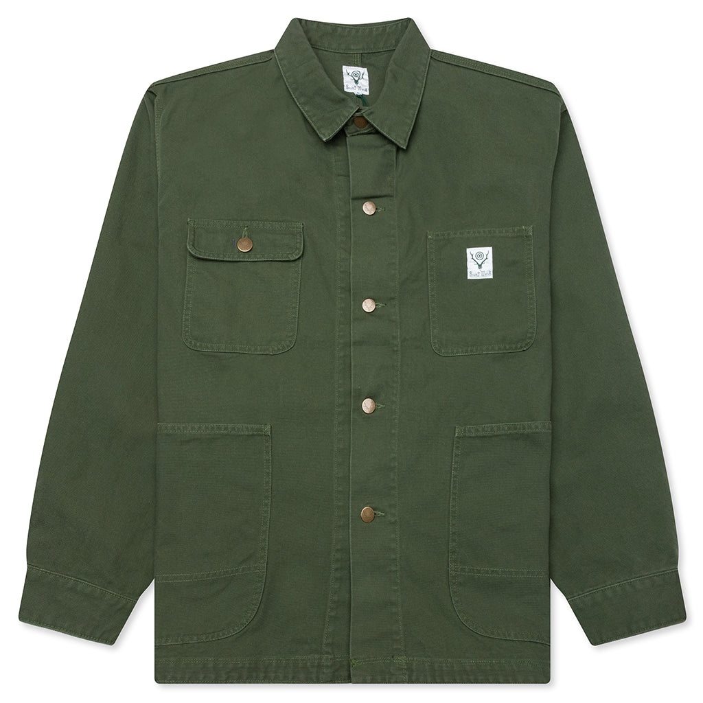COTTON CANVAS COVERALL - MOSS GREEN - 1