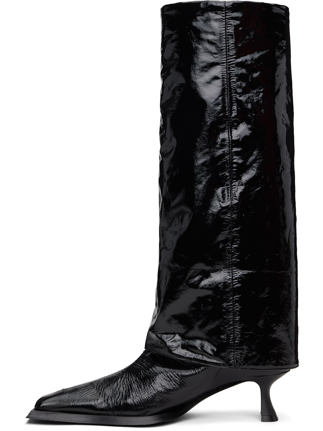 Black Morgan Fold Over Tall Boots - 3