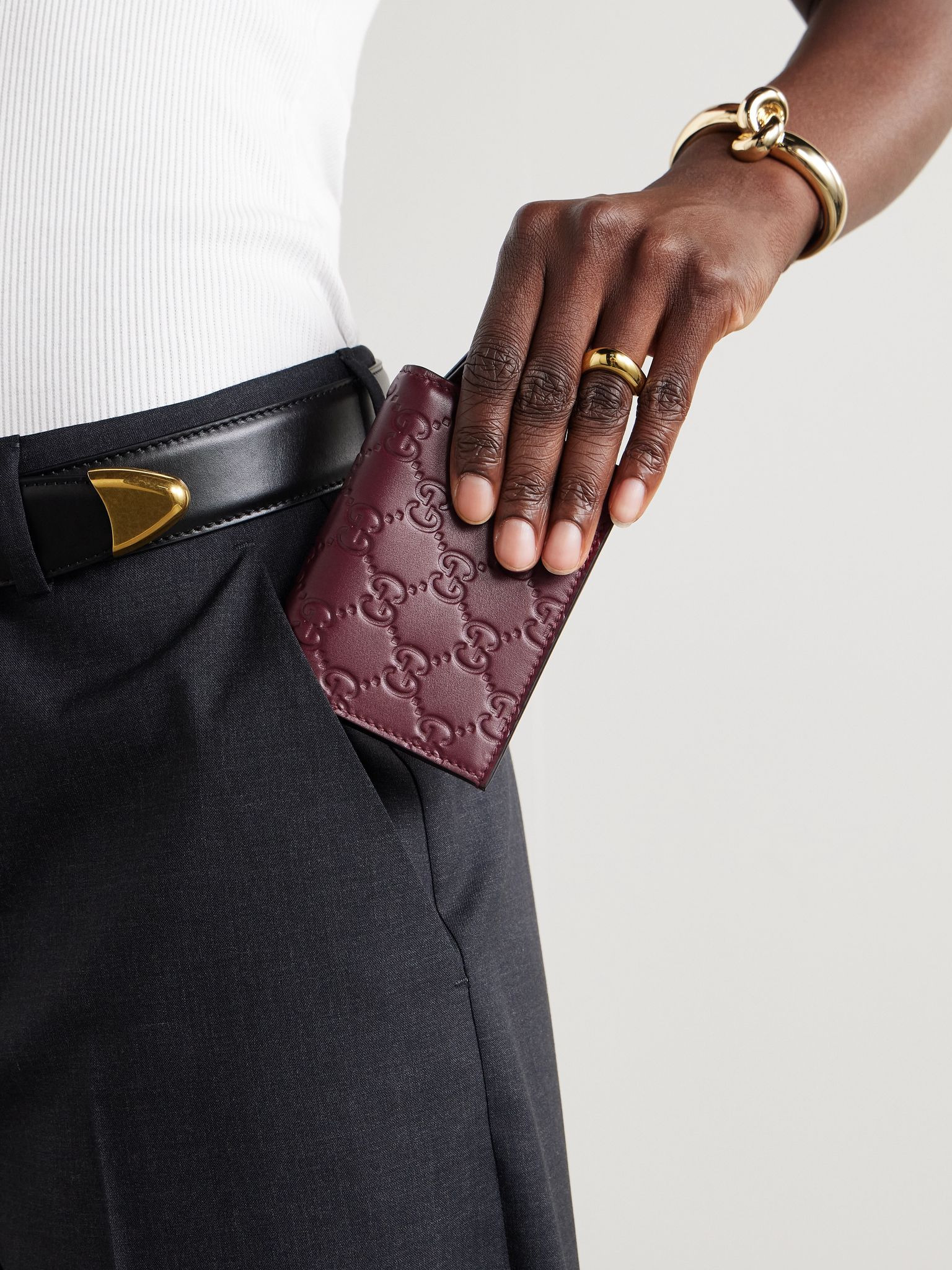 GG Emblem mini debossed leather wallet Burgundy - 2