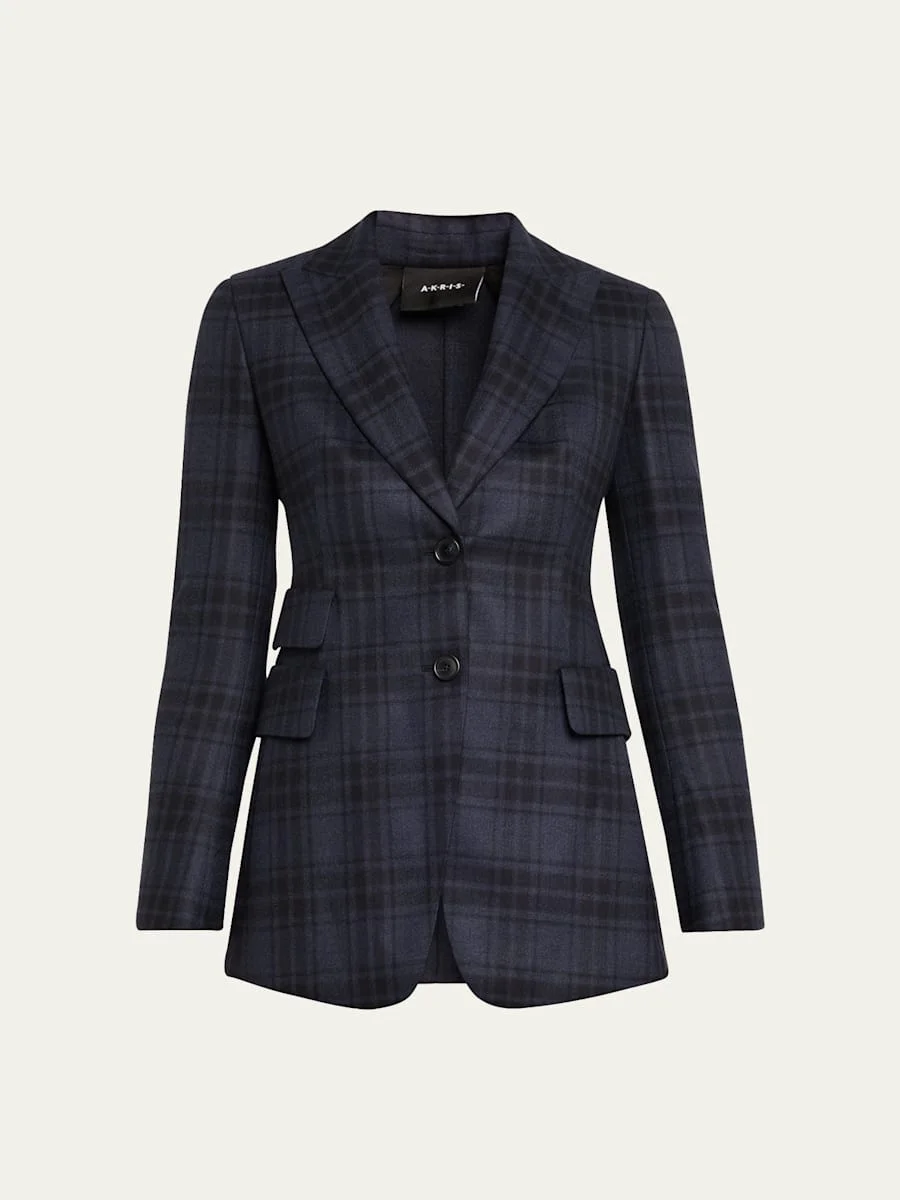 Percival Check Wool Double-Face Single-Breasted Jacket - 1