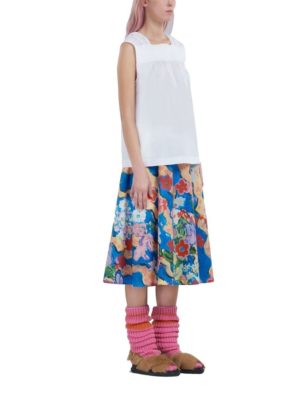 ruched sleeveless cotton top - 2