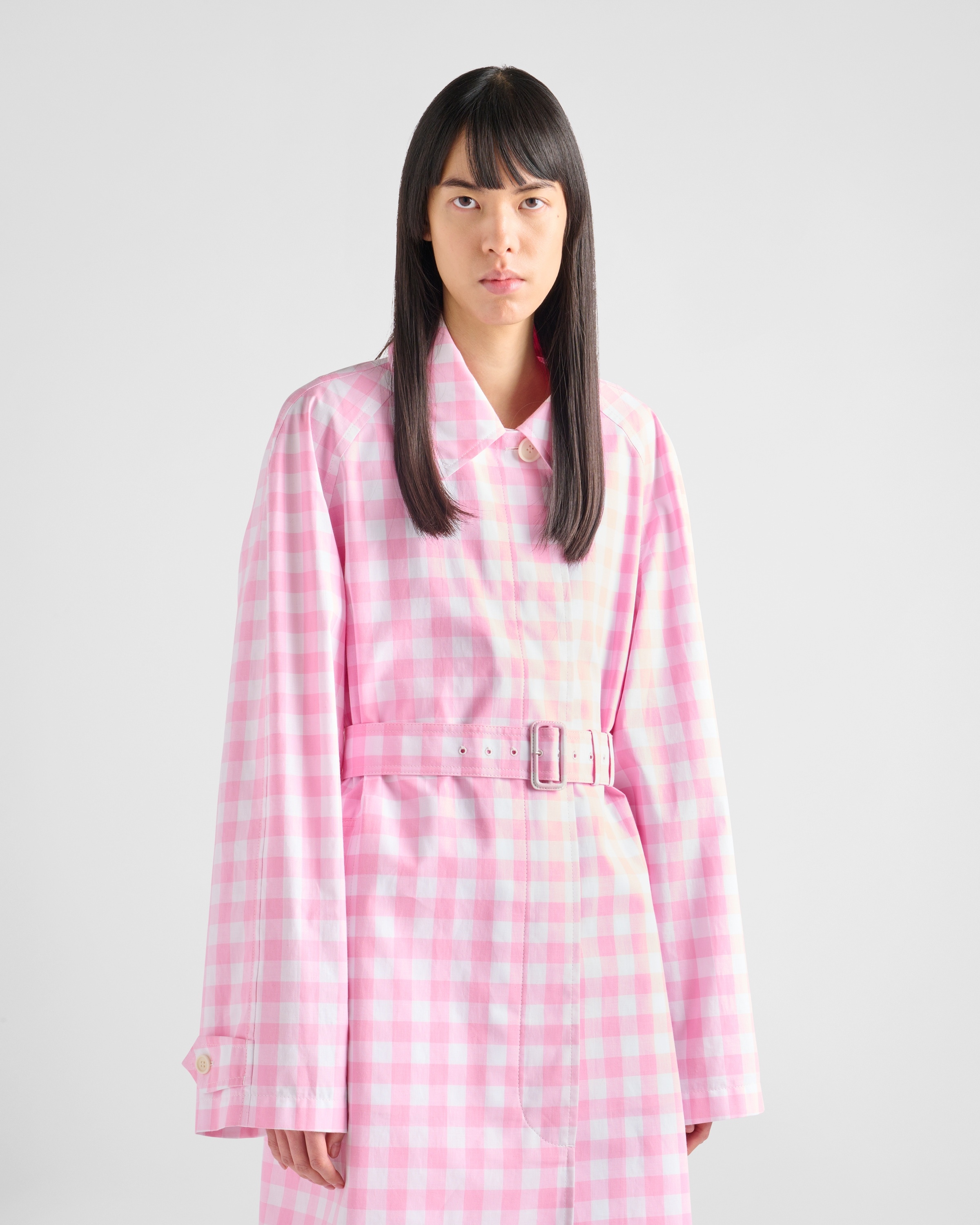 Single-breasted gingham check coat - 3