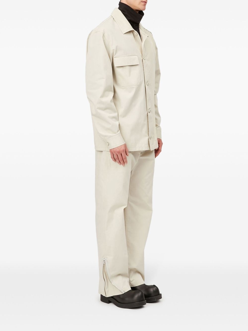 gabardine-weave cotton shirt jacket - 3