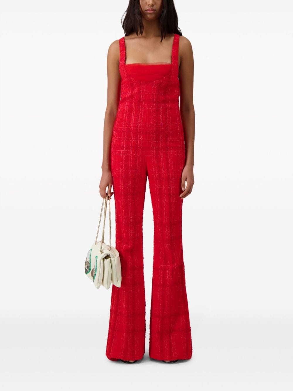 flared tweed jumpsuit - 2