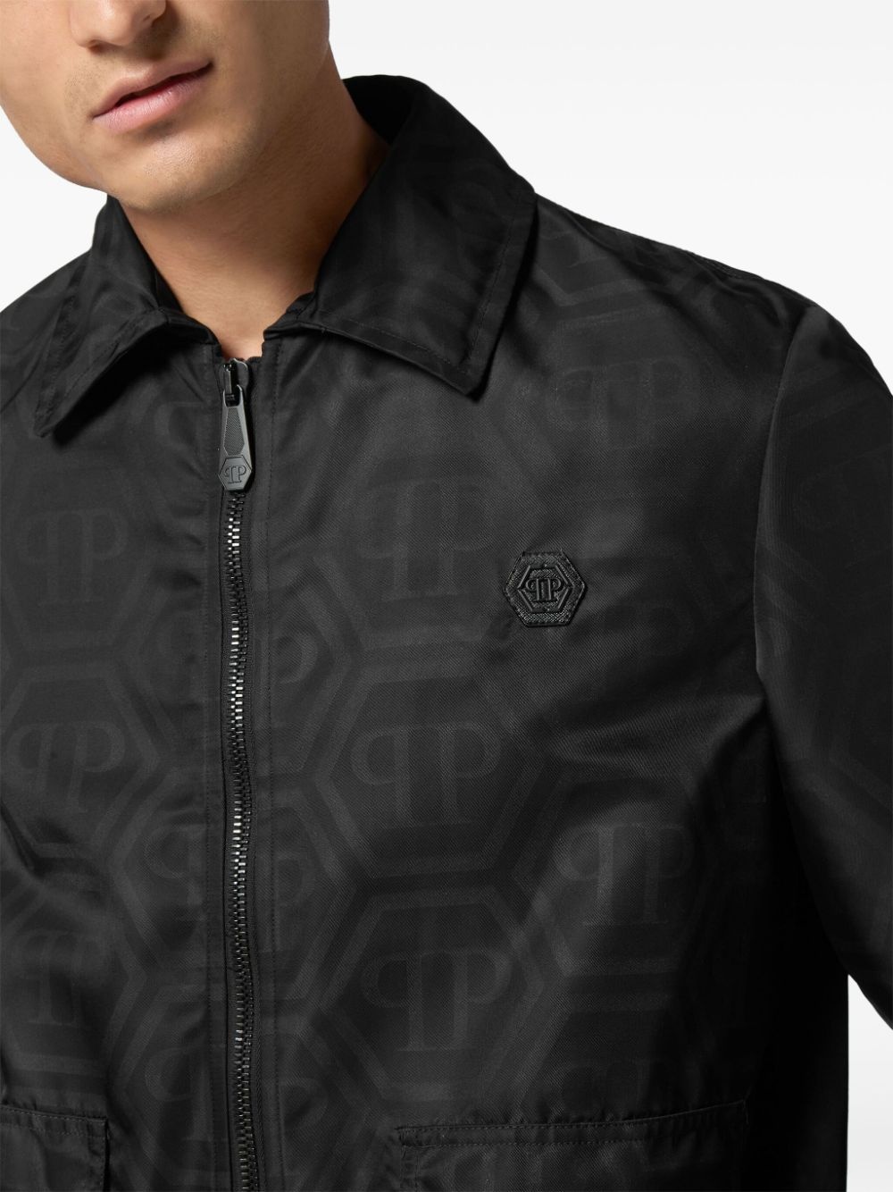 monogram-jacquard bomber jacket - 5