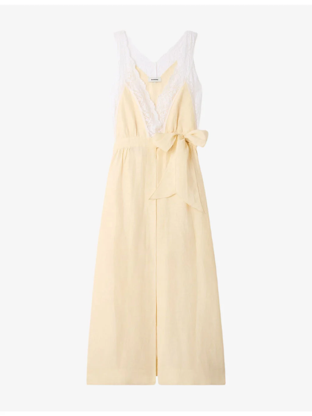 Sleeveless Lace-Trim Linen-Blend Maxi Dress - 1