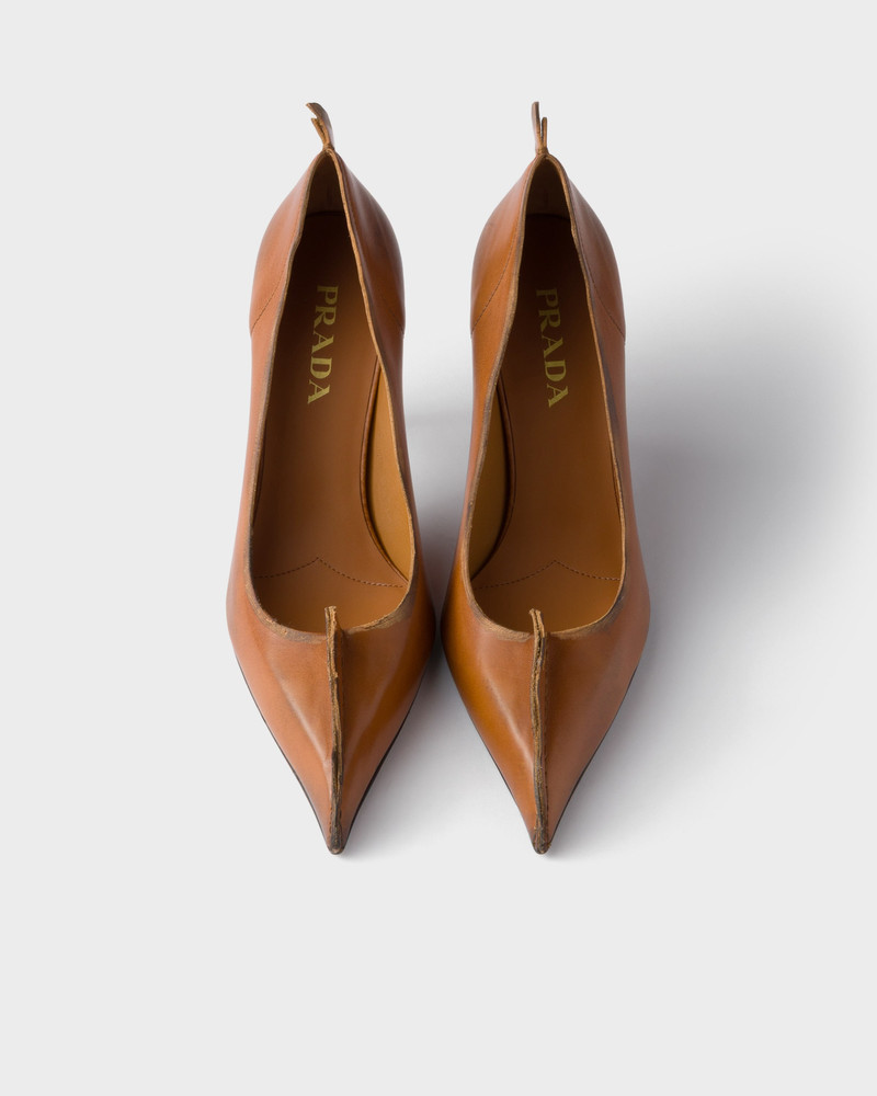 Antiqued leather pumps 3