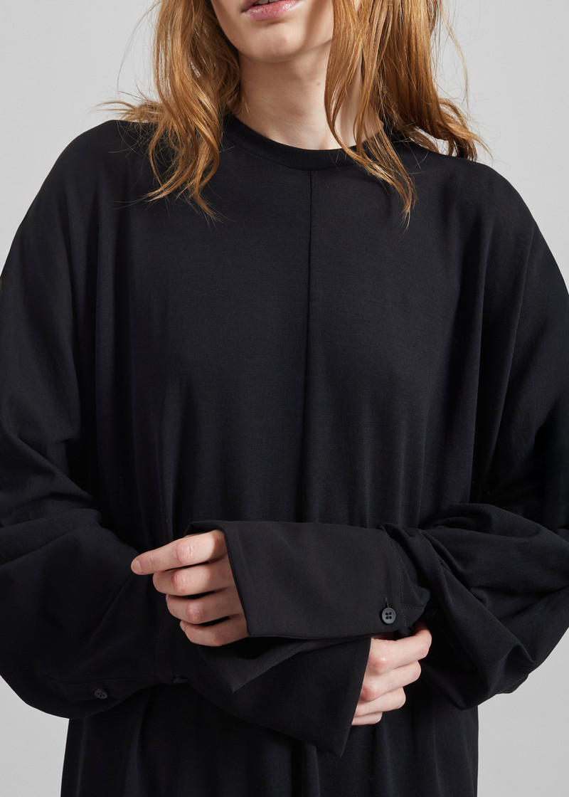 Darkpark Frida Light Jersey Cuff Long Sleeve Dress - Black 6