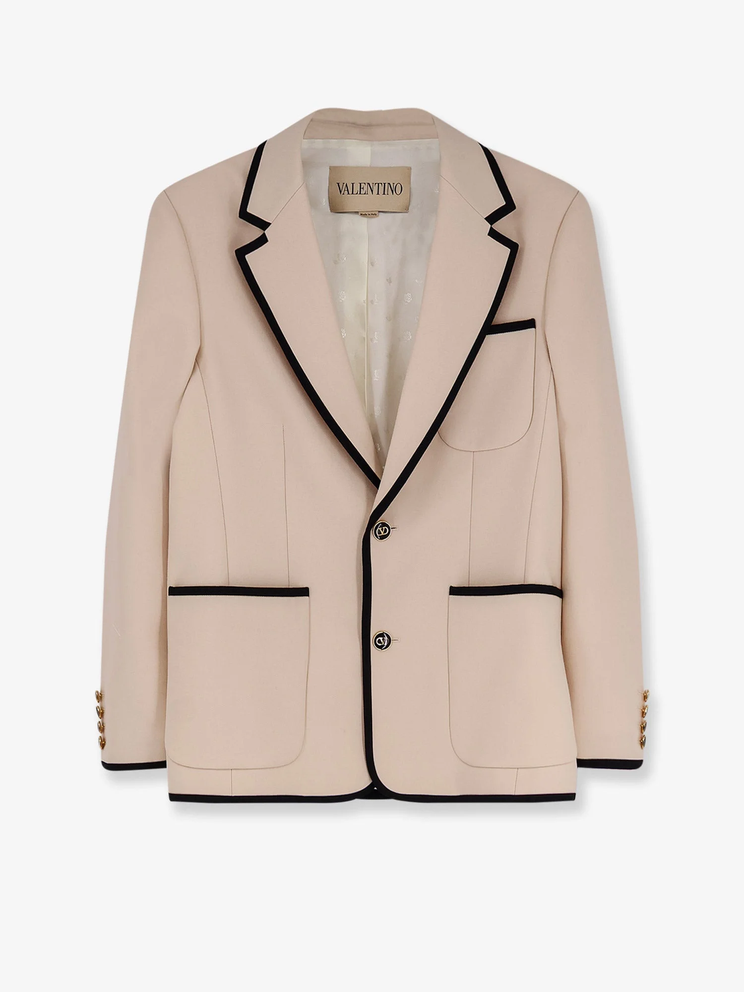 Valentino Single-Breasted Virgin Wool Blazer White - 1