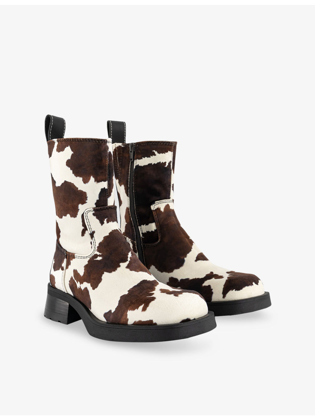 Yolanda Cow-Print Vegan-Suede Ankle Boots - 2
