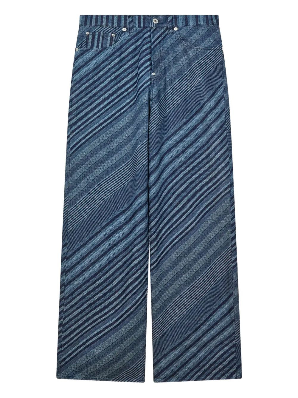 DIAGONAL STRIPE COTTON TROUSERS - 1