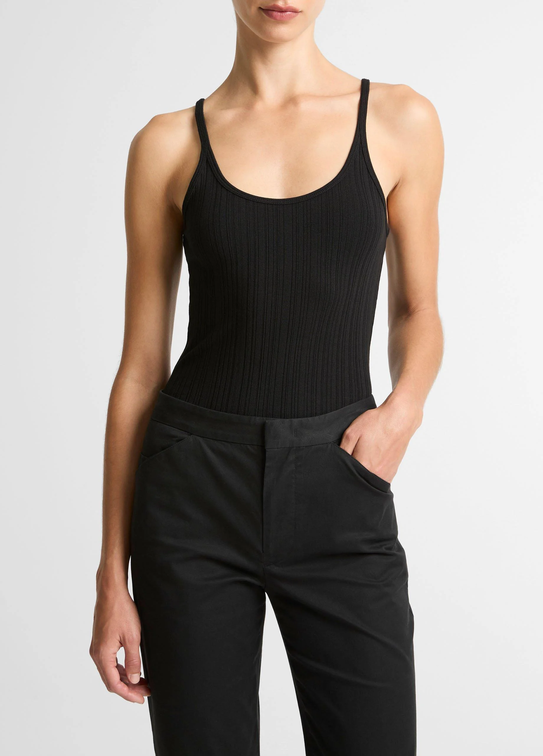 Variegated-Rib Cotton-Blend Tank - 1