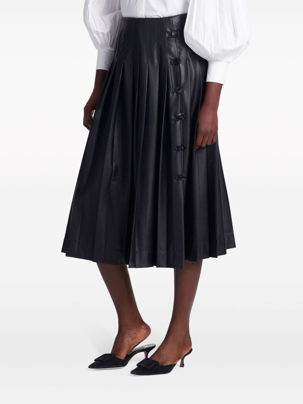 Tullius side-button pleated midi skirt - 4