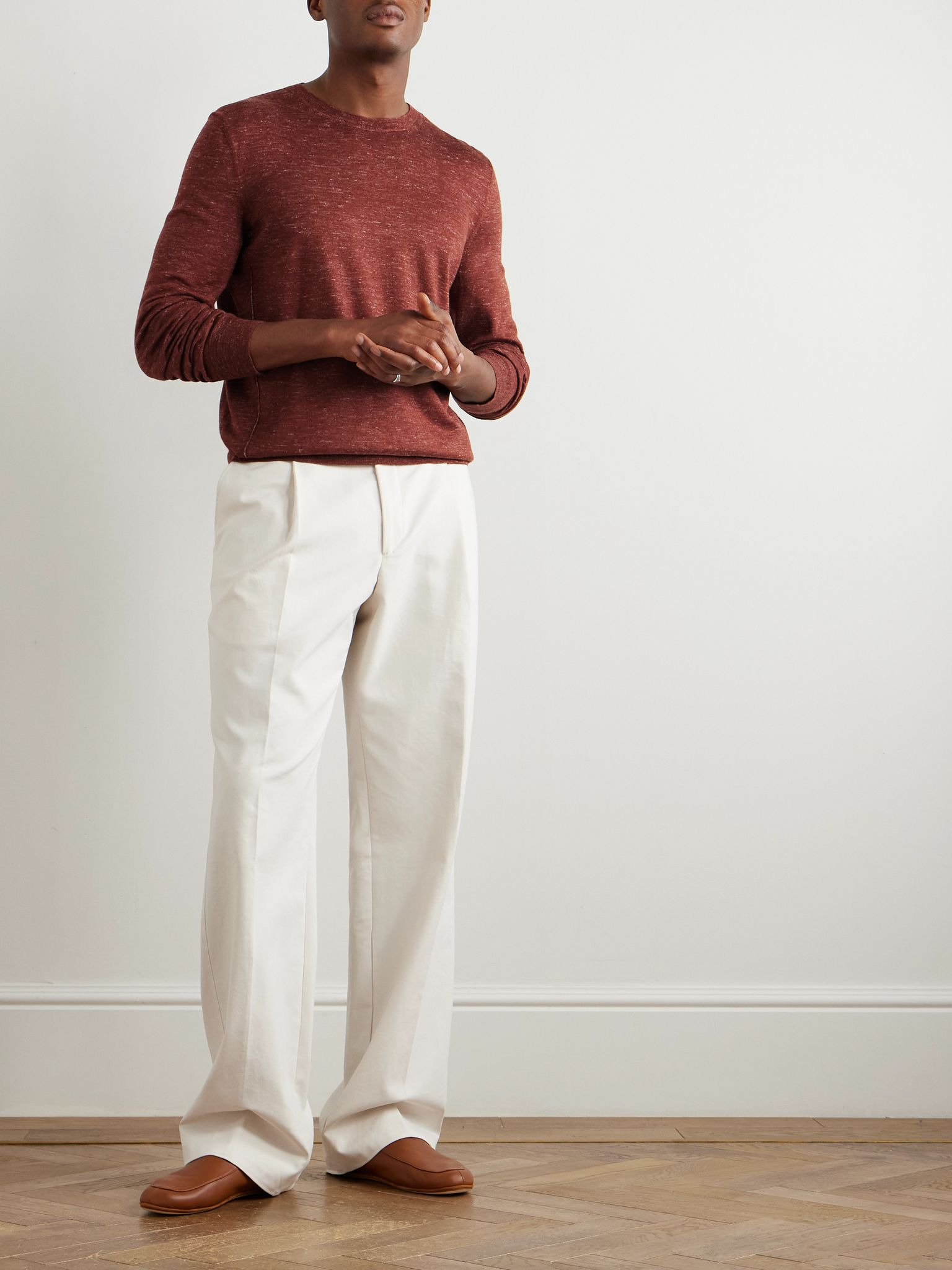 Mulberry Silk, Cashmere and Linen-Blend Sweater Red - 2