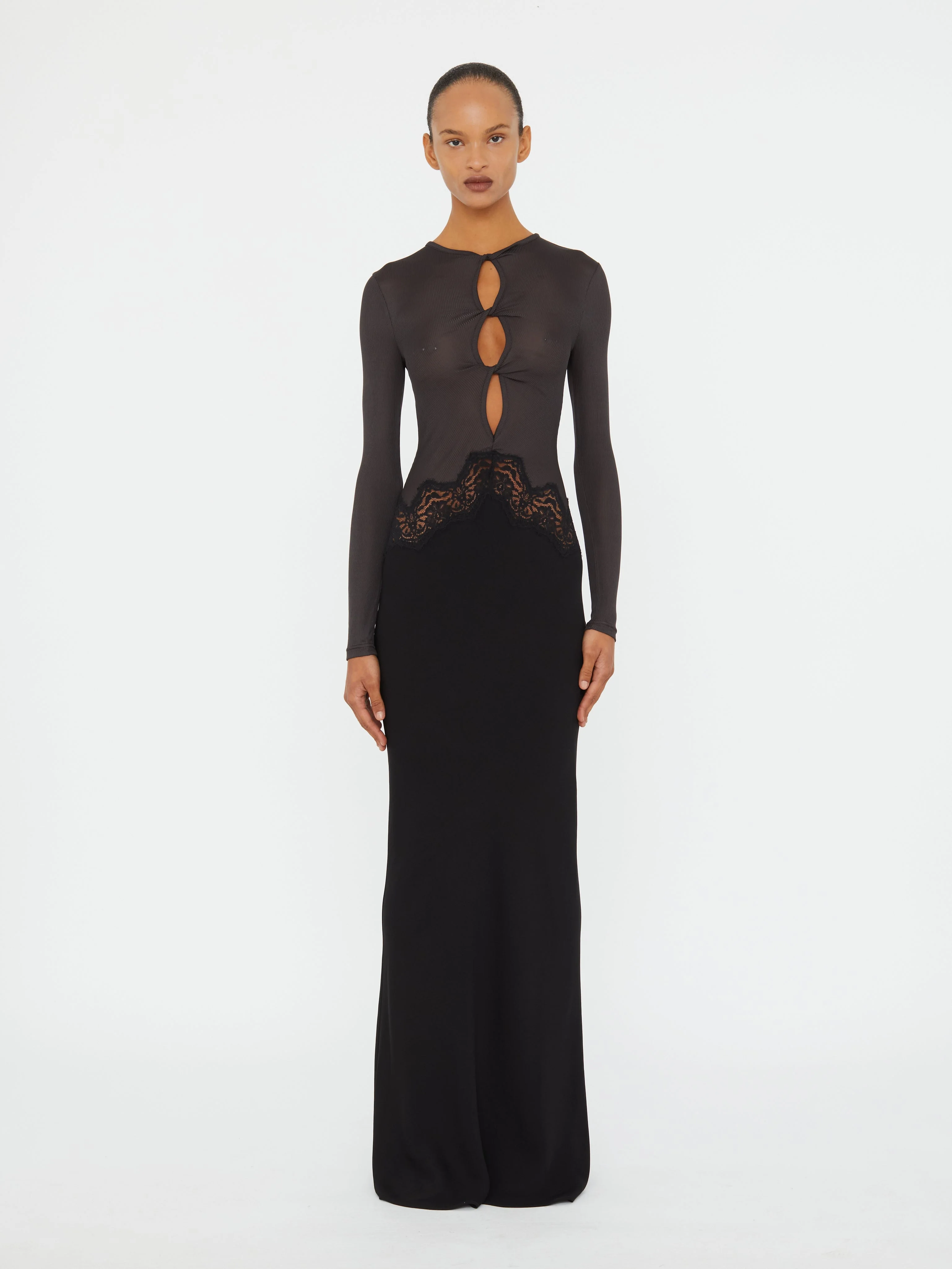 Open Twist Verner Lace Long Sleeve Dress - 1