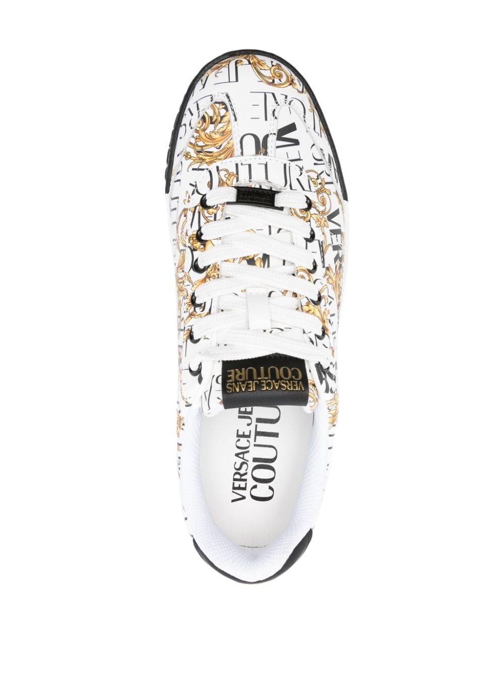 Barocco-print lace-up sneakers - 4