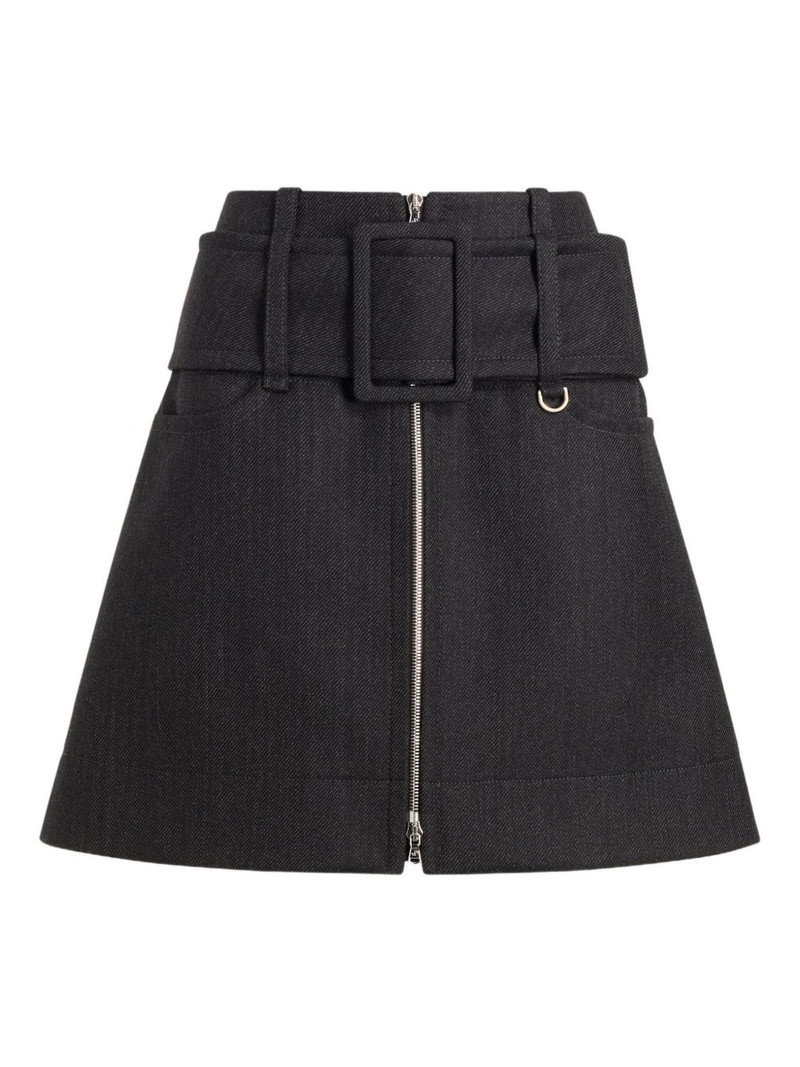 zip-front belted mini skirt 1
