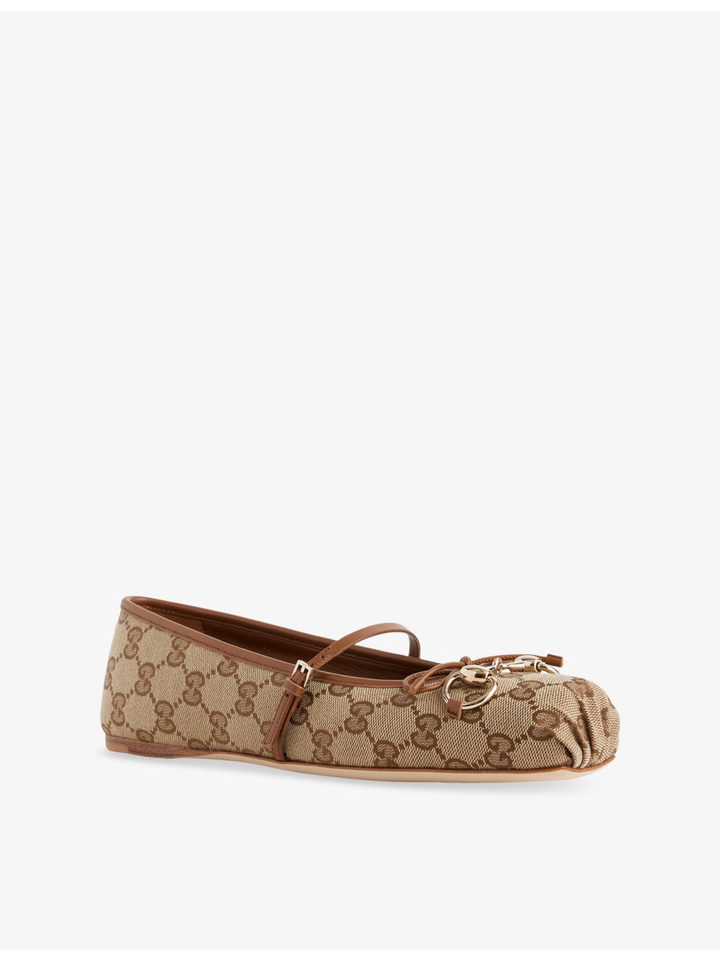 GG-Monogram Horsebit Canvas Ballerina Pumps - 3