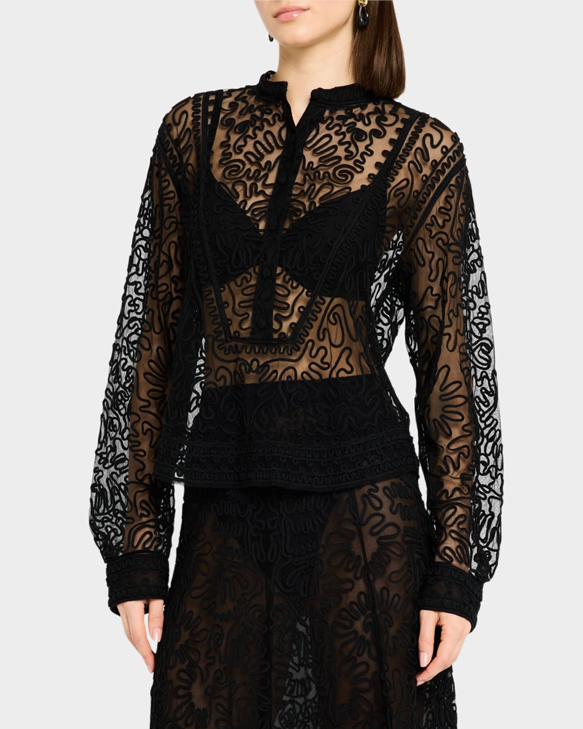 Esme Sheer Embroidered Blouse - 4