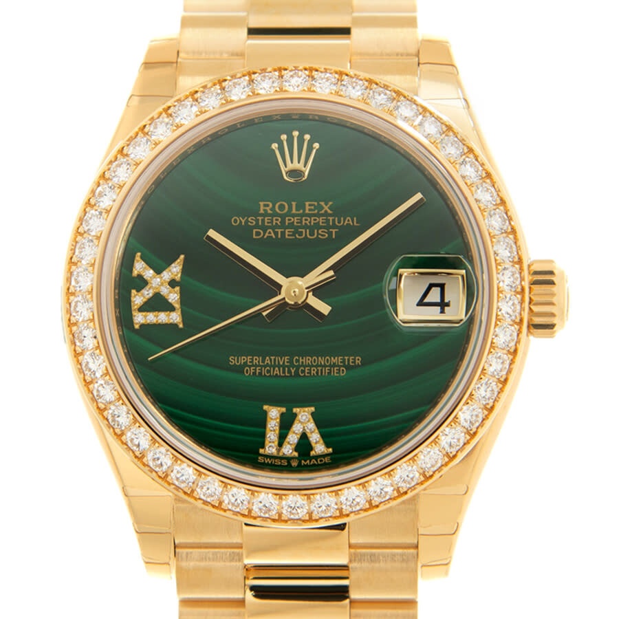 Rolex Datejust 31 Malachite Diamond Dial Ladies 18kt Yellow Gold President Watch 278288MLRDP - 2