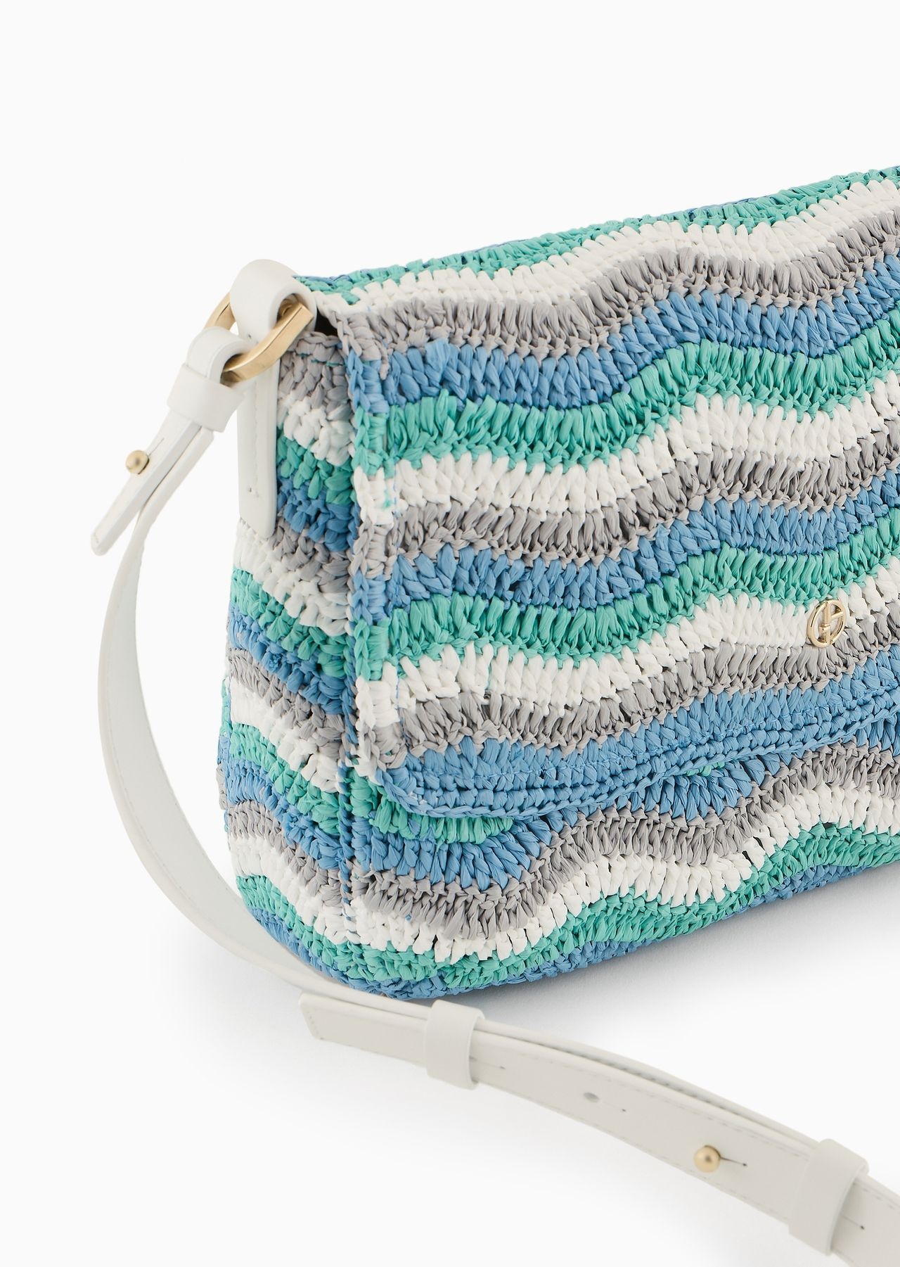 La Prima Soft small baguette bag in woven fabric and leather - 6