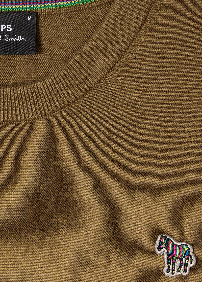 Khaki Organic Cotton Zebra Logo Sweater 5