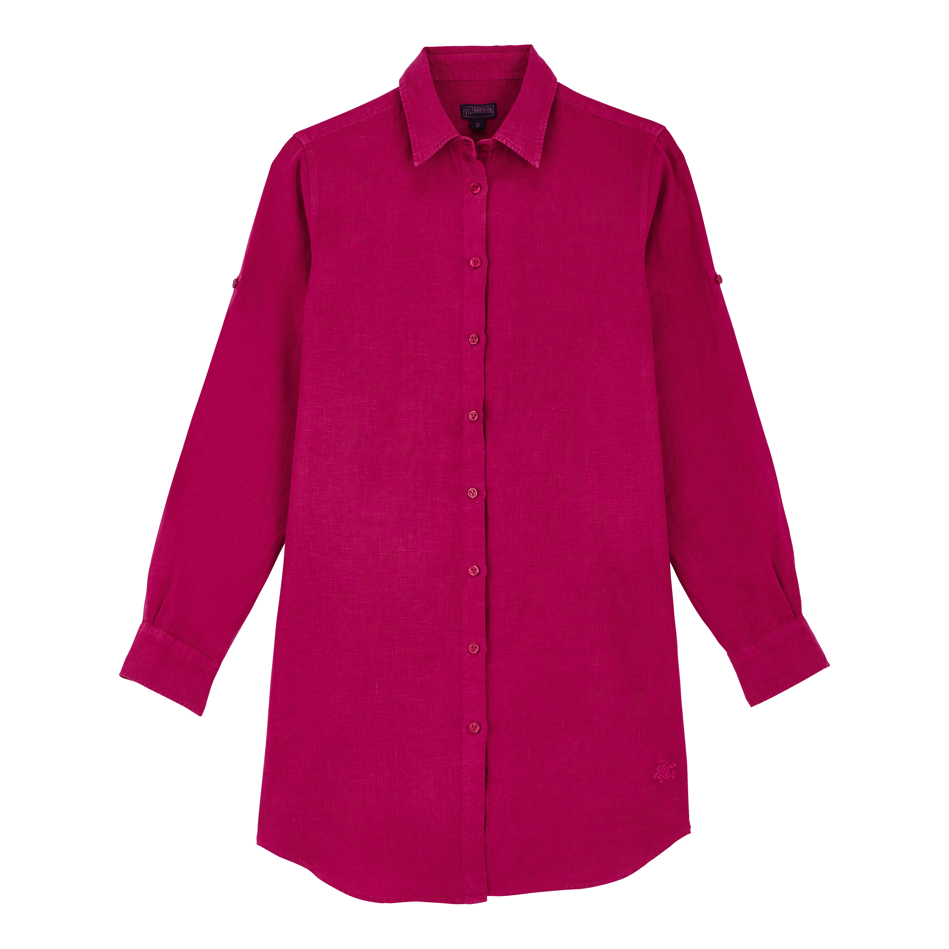 Women Linen Shirt Dress Solid - 1