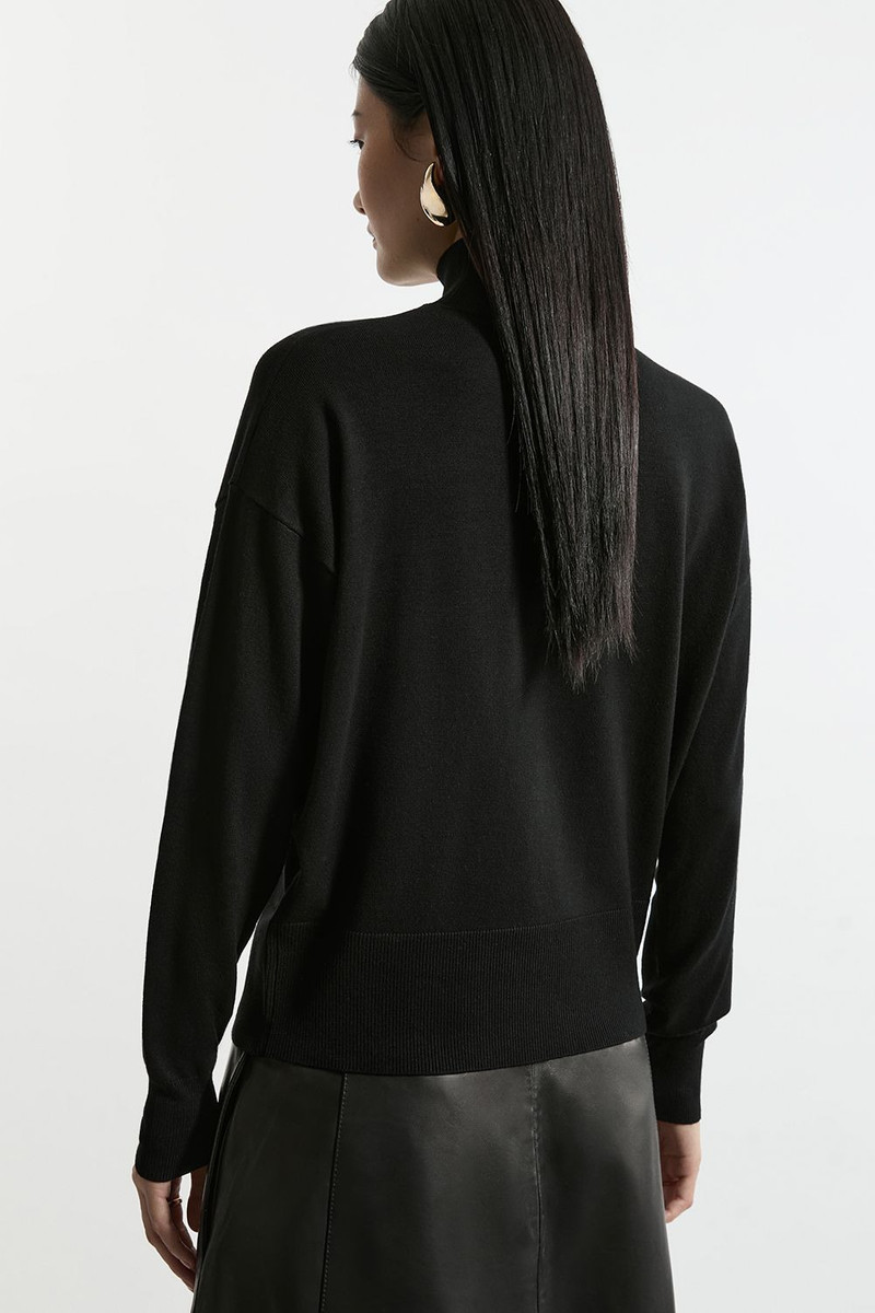 Viscose Blend Popper Detail Knit Jumper 3